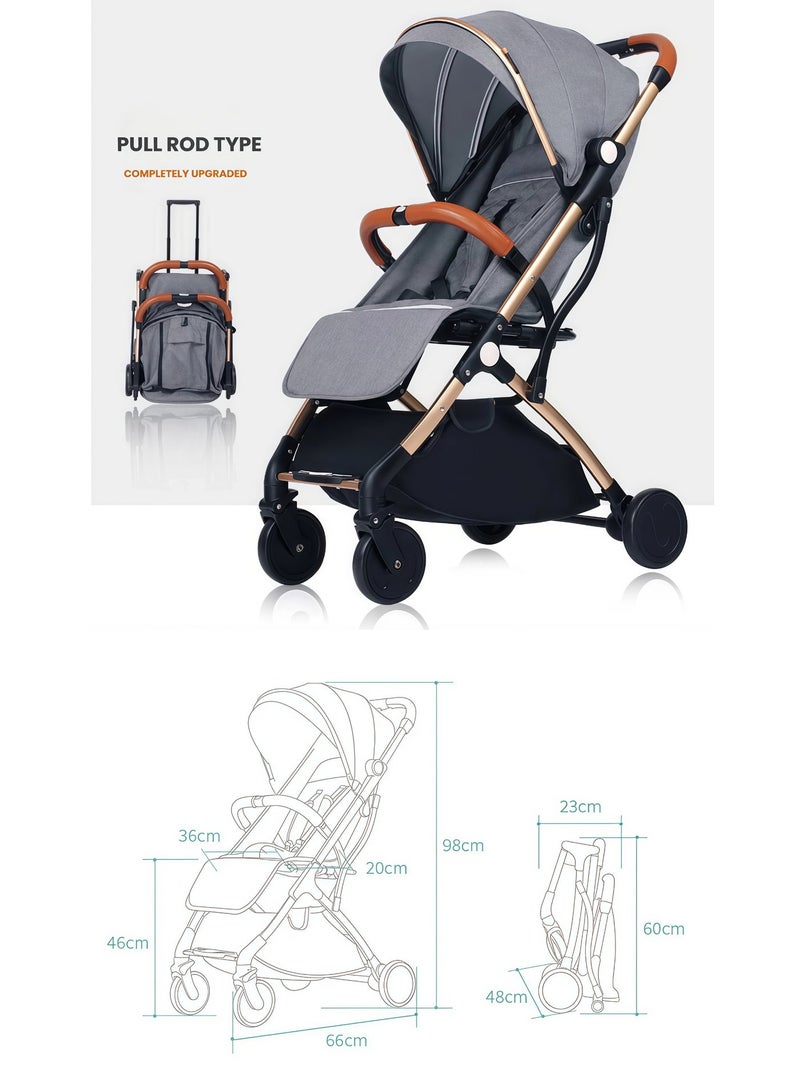One-click Foldable Ultra Lightweight Travel Stroller with Absorbent Multi Position Reclining Seat Adjustable Canopy Foldable Storage Basket Foldable Gear for Airplane NO.1104 - Image 2